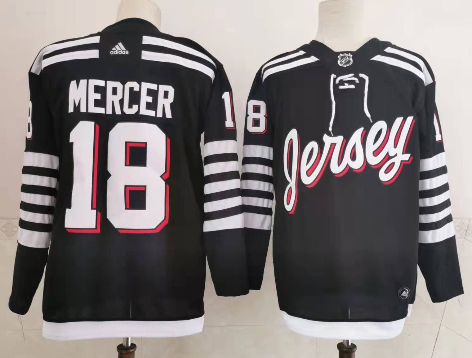 Men New Jersey Devils #18 Mercer Blue New 2022 Adidas NHL Jersey->nashville predators->NHL Jersey